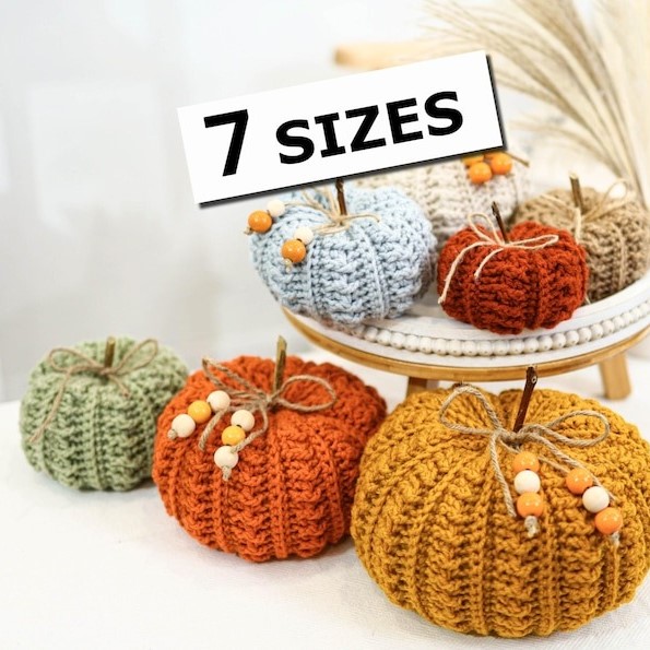 Crochet pumpkin pattern — 7 sizes